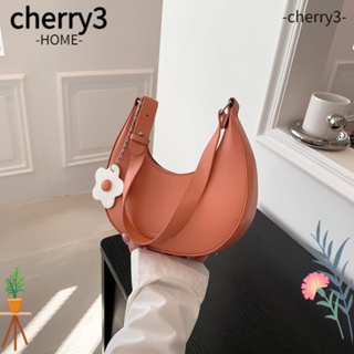 Cherry3 กระเป๋าสะพายไหล่ หนัง PU แต่งซิป ขนาดใหญ่ จุของได้เยอะ สีพื้น แฟชั่นสําหรับสตรี