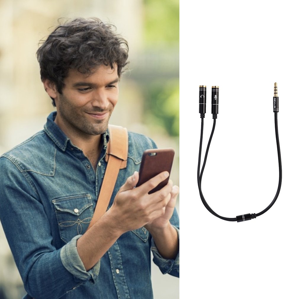 3.5mmMIC Headphone Mic Audio Splitter Gold-Plated Aux Extension Adapter ...
