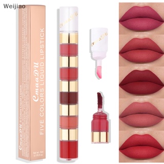 Weijiao% 5 In 1 ชุดลิปสติก เนื้อแมตต์กํามะหยี่ เซ็กซี่ สีแดง TH