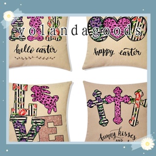 YOLA ปลอกหมอน ทรงสี่เหลี่ยม ลาย Happy Easter ขนาด 45x45 ซม. สําหรับตกแต่งบ้าน และอีสเตอร์