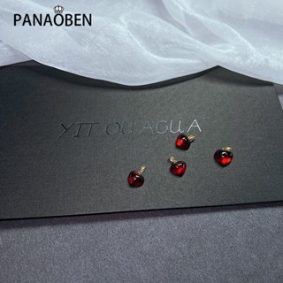 Panaoben ♥ เครื่องประดับ สร้อยคอ จี้อัญมณี รูปหัวใจ สีแดงโปร่งแสง หรูหรา เรียบง่าย สไตล์คลาสสิก สําหรับผู้หญิง