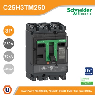 Schneider Electric Circuit breaker ComPacT NSX250H, 70kA at 415VAC, TMD trip unit 250A, 3P | C25H3TM250 l ชไนเดอร์