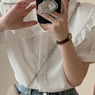 Dsth เสื้อเบลาส์ลําลอง แขนสั้น คอปก ทรงหลวม หรูหรา สําหรับผู้หญิง DSS