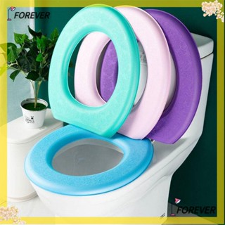 FOREVER EVA Toilet Seat Cover All  seasons universal Pad Bidet Cover Closes tool Mat New Bathroom Accessories Warm Winter Washable Pure Color O-shape/Multicolor