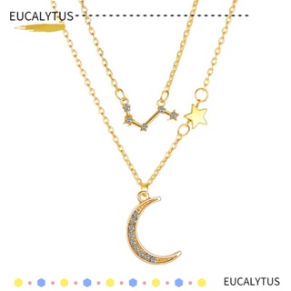 EUTUS Jewelry Layer Necklaces Retro Chain Necklace Gift Horoscope Gold Plated Moon Star Zodiac Pendant 12 Constellation