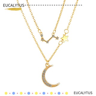 EUTUS Jewelry Layer Necklaces Retro Chain Necklace Gift Horoscope Gold Plated Moon Star Zodiac Pendant 12 Constellation