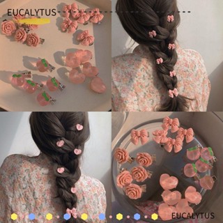 Eutus กิ๊บติดผม รูปดอกกุหลาบ สีชมพู ขนาดเล็ก สําหรับเด็กผู้หญิง 5 ชิ้น 5 ชิ้น