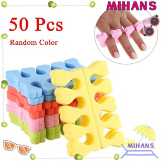 Mih ฟองน้ําแยกนิ้วเท้า สุ่มสี สําหรับทําเล็บมือ เล็บเท้า DIY 50 ชิ้น