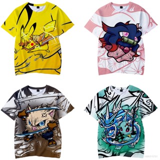 Gp1 เสื้อยืดแขนสั้นลําลอง พิมพ์ลายอนิเมะ Demon Slayer Pokemon 3D โอเวอร์ไซซ์ แฟชั่น สําหรับทุกเพศ