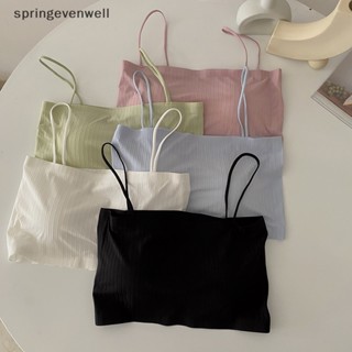 [springevenwell] เสื้อชั้นในสตรี เสื้อชั้นในสตรี เกาหลี ฤดูร้อน สีพื้น เข้ากับทุกการแต่งกาย แขนกุด สลิมท็อปส์ ใหม่ พร้อมส่ง