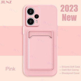 เคสซิลิโคนนิ่ม พร้อมช่องใส่บัตร สีชมพู สําหรับ Xiaomi Mi POCO Redmi Note 12 12C A1 A2 12T 10 10A 11 10C 11T K60 F5 X5 F4 M4 X3 M3 GT Lite 4G 5G NE J0091