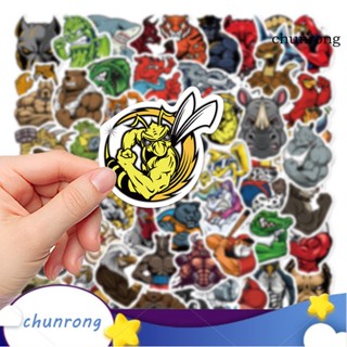 Chunrong สติกเกอร์ ลายสัตว์ กันน้ํา สําหรับติดกระเป๋าเดินทาง ฟิตเนส เล่นกีฬา 60 ชิ้น ต่อชุด