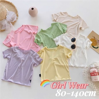 【Girl Tshirt】เสื้อยืดแขนสั้น ทรงหลวม แฟชั่นสไตล์เกาหลี สําหรับเด็กผู้หญิง (0-13 ปี) (6 สี)