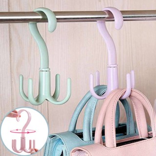 ที่แขวนของแบบตะขอ 4 แฉก หมุนได้ 360 องศา ที่แขวนของแบบตะขอ คละสี / 4 Position Cloth Hanger