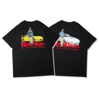 เสื้อยืดคอกลม แขนสั้น ผ้าฝ้ายแท้ พิมพ์ลายการ์ตูนอนิเมะ Initial D Fleet สไตล์ญี่ปุ่น