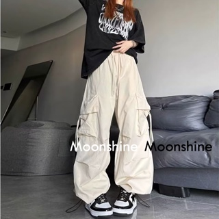 Moon  กางเกงขายาว คาร์โก้ กางเกง เชือกอเมริกันคลาสิค Cargo pants 2023 NEW 072801 สบาย ทันสมัย Stylish รุ่นใหม่ A93L6YA 36Z230909