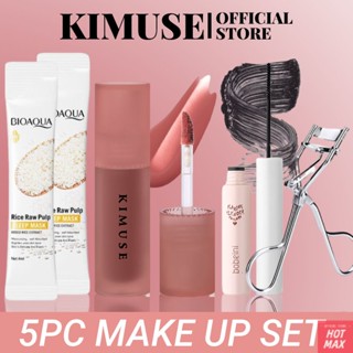 [COD] 5PC SET KIMUSE KIMUSE Water Lip Tint 13 Colors Aqua Lip Glaze +Black Mascara + Eyelash Curler + 2PC Sleeping Mask Velvet Matte Lipstick Waterproof Long Lasting Lipstick [hotmax]