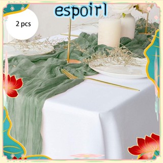 Espo ผ้าปูโต๊ะ ทรงสี่เหลี่ยมผืนผ้า 158 นิ้ว สีเทา สีเขียว สไตล์โบฮีเมียน สําหรับตกแต่งโต๊ะ งานแต่งงาน 2 ชิ้น