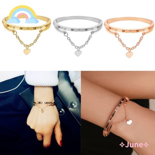 June สร้อยข้อมือ กําไลข้อมือ จี้หัวใจ สีโรสโกลด์ รักตลอดไป