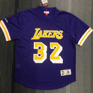 เสื้อกีฬาบาสเก็ตบอลแขนสั้น ลายทีม HQ7 NBA Jersey L.A.Lakers Johnson No.32 QH7