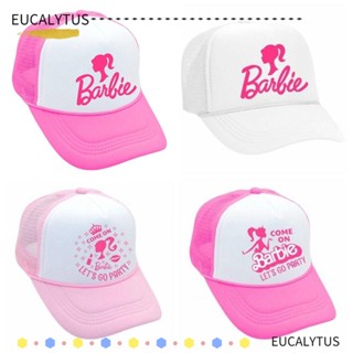 Eutus หมวกเบสบอล บังแดด ผ้าตาข่าย ปรับได้ ลายตัวอักษรบาร์บี้ สีชมพู สําหรับผู้หญิง ผู้ชาย