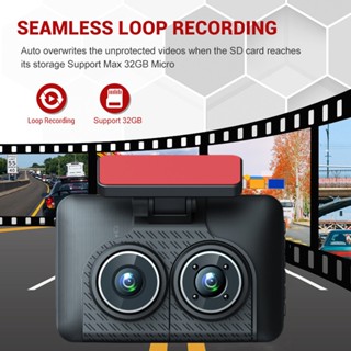 Player kingdom Car Dash Cam 3MP Rotatable Night Vision Motion Detection 170 องศามุมกว้างด้านหน้าด้านหลังภายใน 3 Way Driving Recorder