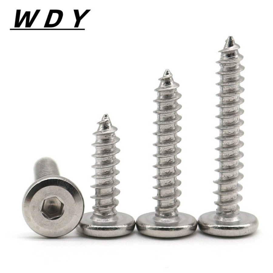 [จัดส่งด่วน 1] M4/M5/M6/M8/M10 สกรู เกลียวปล่อย  หัวจมแบน หัวกลมแบน งานเฟอร์ฯ สแตนเลส 304 เกลียวมิล หยาบ / Round Flat Hex Tapping Screw SUS304 ราคา ถูกที่สุด ดีลบีเคเค แกลเลอรีภาพที่ 6
