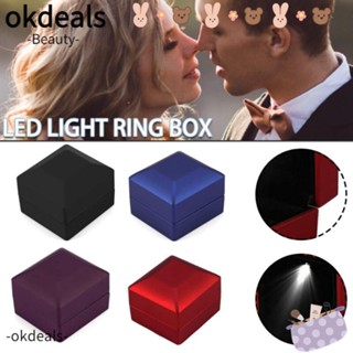 Okdeals กล่องเครื่องประดับ ต่างหู สร้อยคอ พร้อมไฟ LED