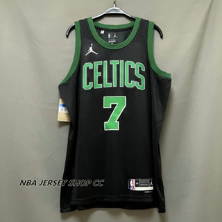 【คุณภาพสูง】ใหม่ ของแท้ NBA Boston Celtics ปี 2022-23 สําหรับผู้ชาย #7 เสื้อกีฬาแขนสั้น ลายทีม Jaylen Brown Statement Edition สีดํา