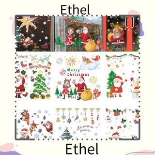 Ethel1 สติกเกอร์ติดผนัง ลายกวางเรนเดียร์ สโนว์แมน คริสต์มาส สําหรับตกแต่งบ้าน