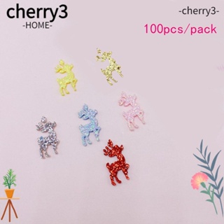 Cherry3 แผ่นแพทช์กลิตเตอร์ ผ้าสักหลาด อุปกรณ์เสริม สําหรับตกแต่งคริสต์มาส ของขวัญเด็ก 100 ชิ้น