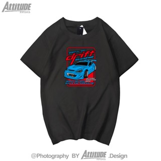 Tide brand Attitude JDM เสื้อยืดแขนสั้น ผ้าฝ้ายแท้ ลายกระต่ายจรวด Toyota 86BRZ