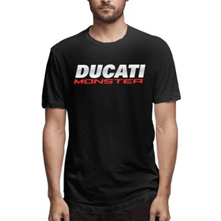 GILDAN เสื้อท็อป ผ้าฝ้าย ลาย Ducati Monster สําหรับแข่งรถจักรยานยนต์