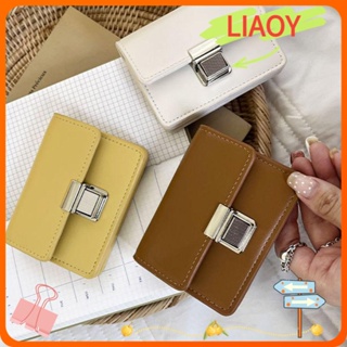 Liaoy กระเป๋าใส่บัตรเครดิต หนัง PU ขนาดเล็ก ลายหนังจระเข้ สีพื้น สําหรับผู้หญิง