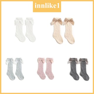 Innlike1 ถุงเท้าตาข่าย ยาวถึงเข่า ระบายอากาศ สีพื้น แฟชั่นฤดูร้อน สําหรับเด็กผู้หญิง 0-6 ปี