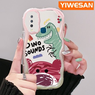 เคสโทรศัพท์มือถือแบบนิ่ม ใส กันกระแทก ลายการ์ตูนไดโนเสาร์ และหมี สีมาการอง หลากสี สําหรับ VIVO Y12 Y15 Y17 Y12i Y3 Y3s 2020