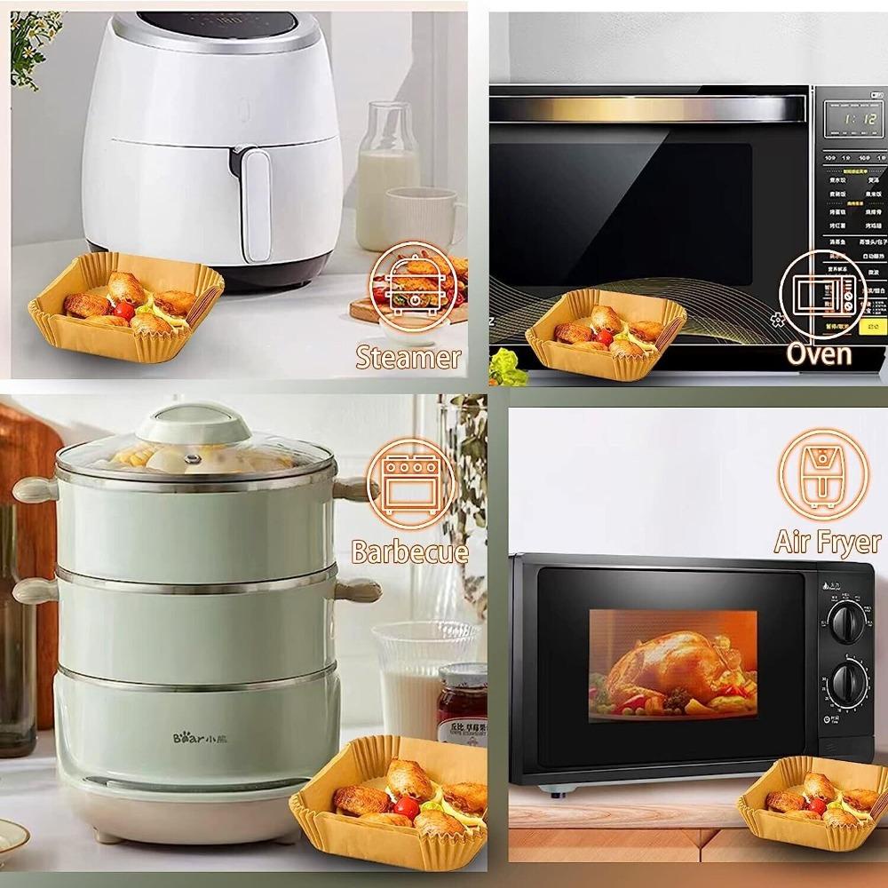 GOSSIP 50/100 ชิ้น Air Fryer Liners, Square Disposable Air Fryer กระดาษดูดซับน้ํามันอาหารเฉพาะ Non Stick Parchment กระดาษดูดซับน้ํามันคั่วเบเกอรี่ - รูปที่ 5