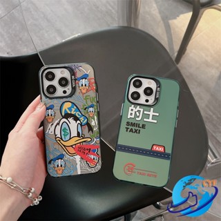 เคสโทรศัพท์มือถือแบบแข็ง ผิวด้าน กันกระแทก ลาย Donald Duck TAXI สําหรับ iPhone 12 13 14 Pro Max i13 i12 Pro