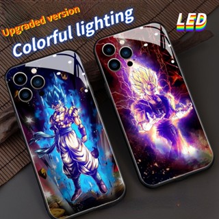 Mg เคสโทรศัพท์มือถือแบบแก้ว ลายดราก้อนบอล มีไฟ LED สําหรับ Samsung S21ULTRA S21+ S22+ S22ULTRA S20+ A12 A72 A71 A52 A51 A32 A21S NOTE10+ NOTE20ultra S23 S23Ultra S23+ A14