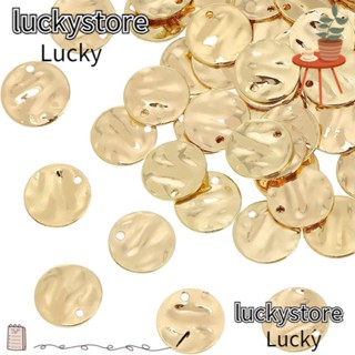 Lucky จี้เหรียญ ชุบทอง ทรงกลม แบน 13 มม. สําหรับทําเครื่องประดับ สร้อยคอ DIY 100 ชิ้น