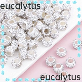 Eucalytus1 ลูกปัดพลอยเทียม สีขาว 12 มม. สไตล์ยุโรป สําหรับทําเครื่องประดับ 100 ชิ้น