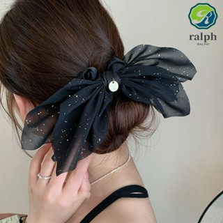 Ralph Scrunchies สําหรับผู้หญิง, แหวนผมยืดหยุ่น โบว์, หมวกกันน็อค ชีฟอง ตาข่าย ลายจุด ที่ใส่ผมหางม้า ผู้หญิง