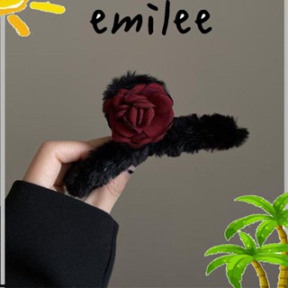 Emilee ที่คาดผม ผ้ากํามะหยี่ขนนิ่ม รูปกรงเล็บกุหลาบ เครื่องประดับผม ฤดูหนาว ปิ่นปักผม ปู