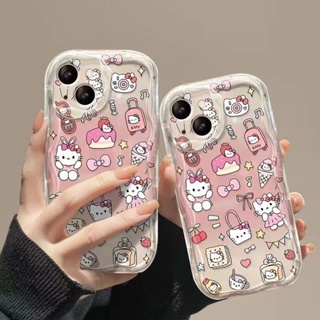 เคสโทรศัพท์มือถือซิลิโคน TPU แบบนิ่ม กันกระแทก ป้องกันกล้อง ลายคิตตี้ สําหรับ iPhone 11 14 Pro 12 13 Mini XS Max X XR 7 8 6 6S Plus SE2020