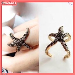 【 Bluelans 】แหวนเปิด รูปปลาดาว สีบรอนซ์ สไตล์พังก์วินเทจ สําหรับผู้หญิง