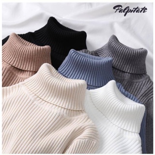 Palpitate Ins เสื้อกันหนาวแขนยาว คอสูง เข้ารูป ให้ความอบอุ่น สีพื้น เข้ากับทุกชุด สไตล์เกาหลี สําหรับผู้หญิง