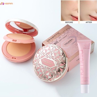 Natural Face Powder Mineral Foundations Oil-control Brighten Concealer Whitening Make Up Pressed Powder With Puff veemm