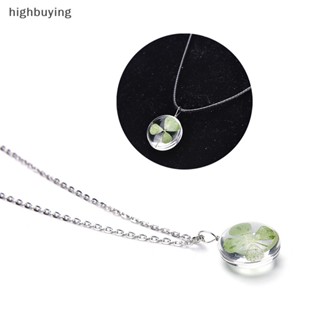 [highbuying] สร้อยคอ จี้ใบโคลเวอร์สี่แฉก สีเขียว นําโชค ของขวัญเพื่อน พร้อมส่ง