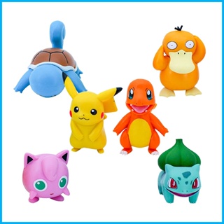 โมเดลฟิกเกอร์ PokemonPikachu Charmander Psyduck Squirtle Jigglypuff 6 แบบ ของเล่นสําหรับเด็ก