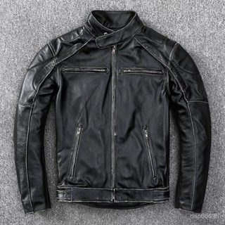 HALEI Harley 099 motorcycle clothing pure first layer cowhide leather leather coat mens detachable liner old leather jacket YKSR